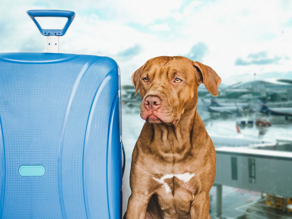 dog preparing for air travel