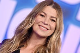 Close up photo of the face of the star of Grey's Anatomy — and a dog mom to rescue pups — Ellen Pompeo.